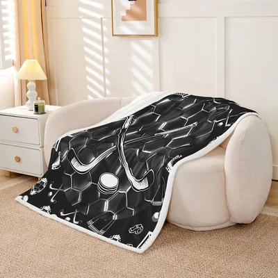 Geometric Hexagon Hockey Pattern Blanket for Ice Rink Fans