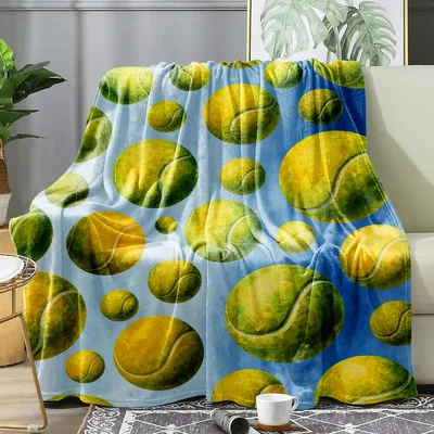Tennis Balls on Blue Blanket: Watercolor Court Design