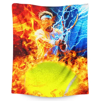 Fire Lightning Tennis Ball Blanket: Dynamic Athlete Design
