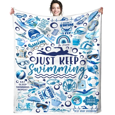 Just Keep Swimming Swim Blanket for Poolside and Bed