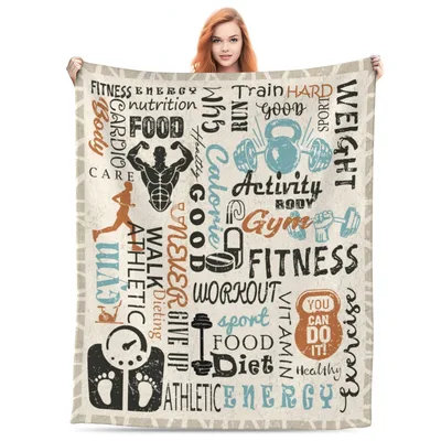 Fitness Word Cloud Workout Blanket for Gym Lovers