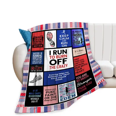 Running Motivational Quotes Typography Blanket for Runners