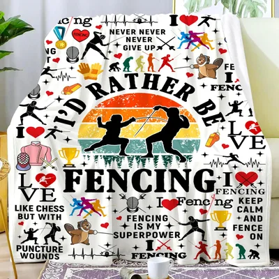 I'd Rather Be Fencing Blanket: A Vintage Sport Throw for Athletes