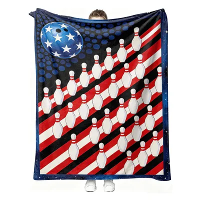 Bowling Pins American Flag Blanket: Patriotic Bowling Design