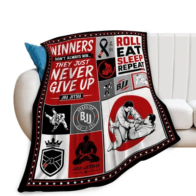 Roll Eat Sleep Repeat Blanket for Jiu-Jitsu Enthusiasts