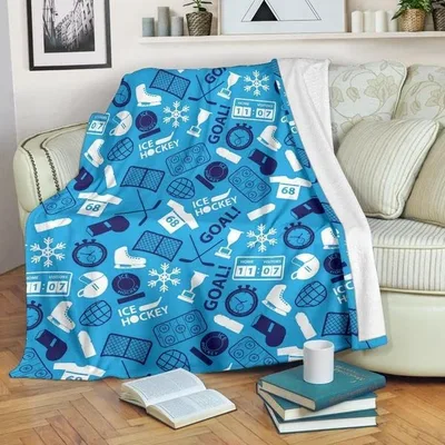 Ice Hockey Equipment Pattern Blanket for Fans of the Game