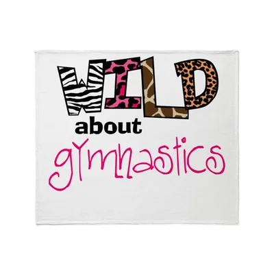 Wild About Gymnastics Blanket: Animal Print Lettering Design