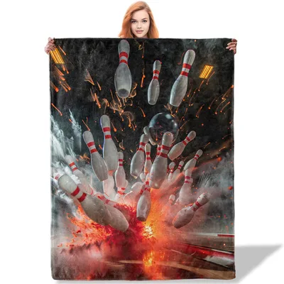 Bowling Pins Strike Explosion Blanket: Dynamic Pin Crash Design