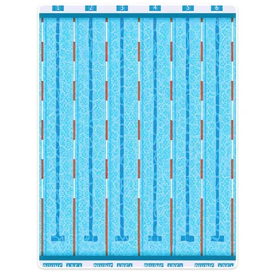 Swimming Pool Lanes Pattern Blanket features six numbered