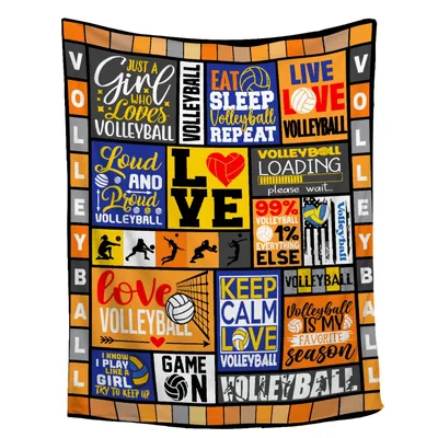 Volleyball Love Word Pattern Blanket for Players and Fans