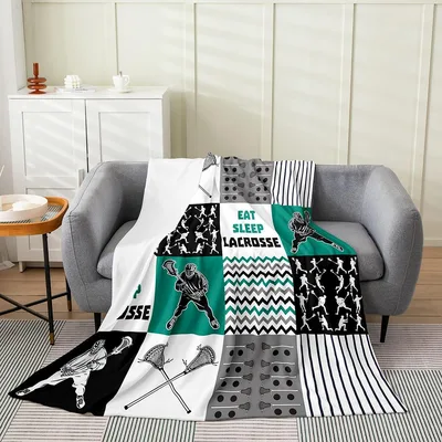 Eat Sleep Lacrosse Patchwork Blanket for True Players