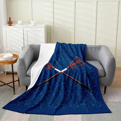 Crossed Lacrosse Sticks Design Blanket for Athletes and Fans