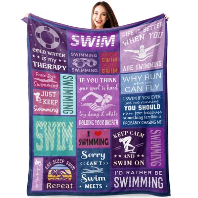 Swimming Words Pattern Blanket: A Quilt of Swim Phrases and Goggles