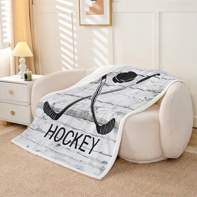 Hockey Sticks on Wood Blanket: Rustic Ice Hockey Design for Fans