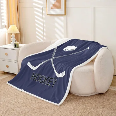 Hockey Stick and Puck Blanket for Ice Sports Lovers