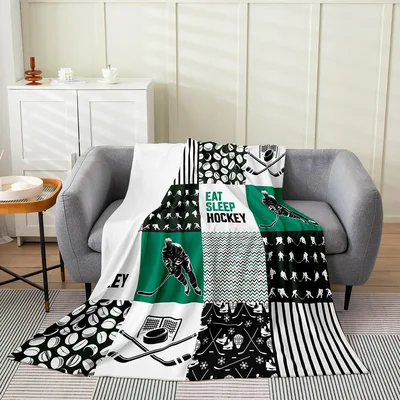 Eat Sleep Hockey Patchwork Blanket No. 2