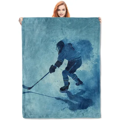 Ice Hockey Player Silhouette Blanket for Fans of the Ice Game