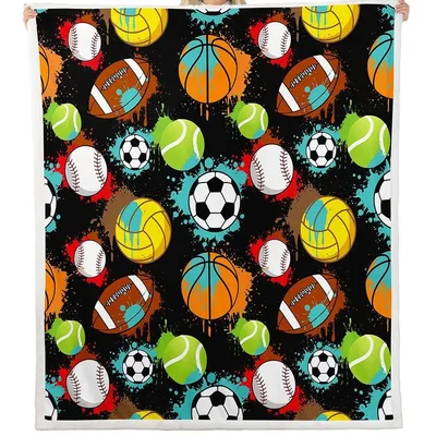 Sports Balls Pattern Blanket featuring colorful basketballs