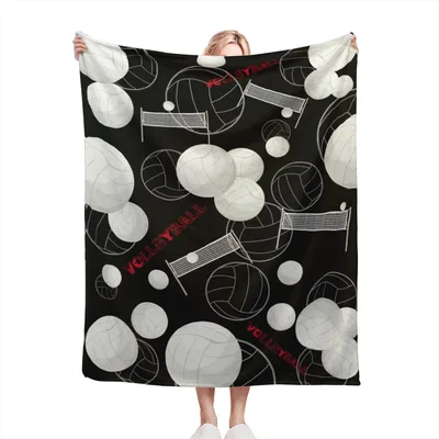 Volleyball Balls Pattern Blanket featuring white balls nets