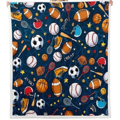 Sports Balls Stars Pattern Blanket: A Chaotic Sports Equipment Print