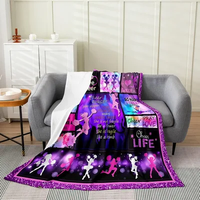 Cheer Quotes and Cheerleaders Blanket: Glittery Princess Power Design