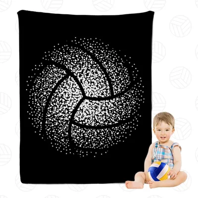 Dotted Volleyball on Black Blanket: Stylized Dotted Ball Design