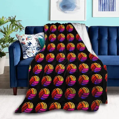 Colorful Volleyball Pattern Blanket for Retro Sports Lovers