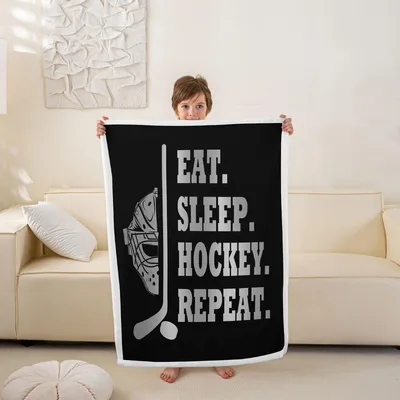 Eat Sleep Hockey Repeat Blanket for Ice Rink Fans