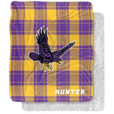 Eagle Mascot Plaid Design Blanket for Hunter College Fans