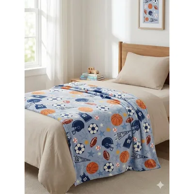 All-Star Team Sports Balls Blanket featuring footballs