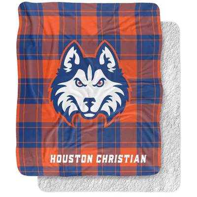 Wolf Mascot Plaid Design Blanket for Houston Christian Fans