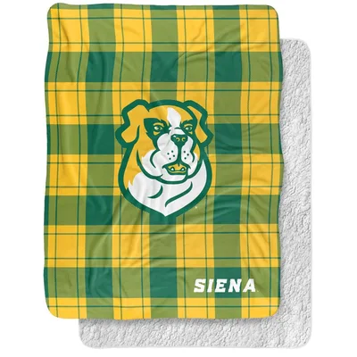 Bulldog Mascot Plaid Design Blanket Siena Spirit Fleece Throw
