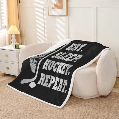 Eat Sleep Hockey Repeat Blanket No. 2