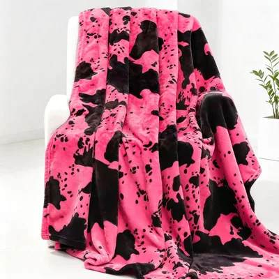 Pink Cowhide Blanket Bold Hot Pink and Black Print
