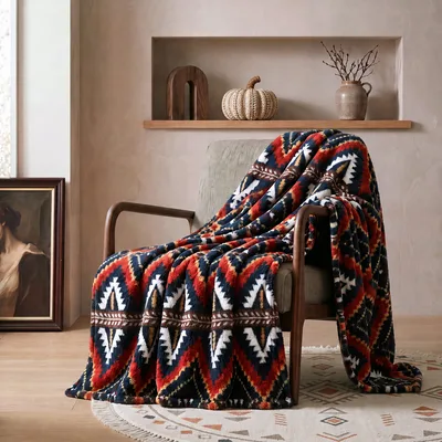 Southwest Aztec Blanket: Bold Geometric Pattern for Western Home Decor