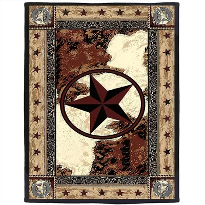 Texas Star Blanket: Western Decor with Rustic Wood and Metal Accents