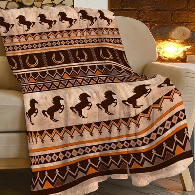 Western Horse Pattern Blanket: Reining in Rustic Style