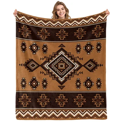 Brown Southwest Aztec Pattern Blanket