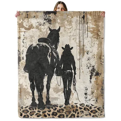 Cowgirl Horse Western Blanket