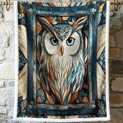 Native Style Owl Portrait Blanket: Tribal Art Design