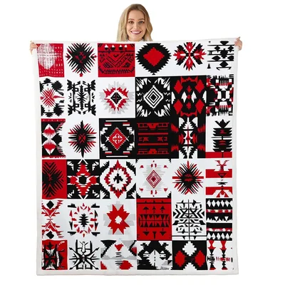 Southwestern Tribal Patchwork Pattern Blanket: Bold Geometric Art
