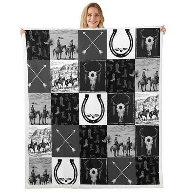 Southwest Cowboy Horseshoe Pattern Blanket No. 2
