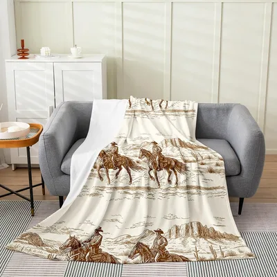Western Horses Pattern Blanket