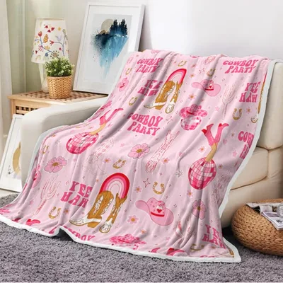 Boho Pink Cowgirl Design Blanket: Cowboy Party and Yee Haw Print