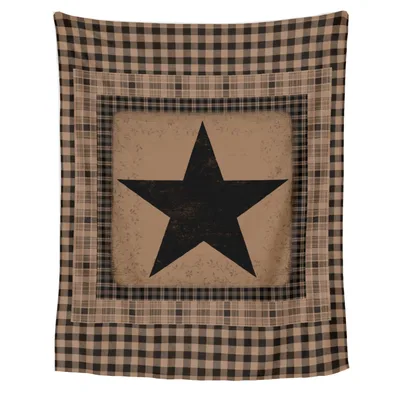Rustic Black Star Plaid Blanket: Western Farmhouse Decor