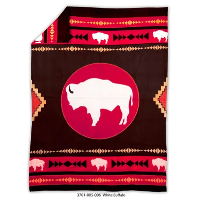 White Buffalo Native Style Blanket: Bison Art for Western Homes