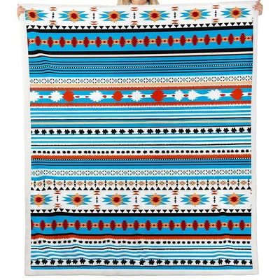 Western Aztec Geometric Stripes Blanket for Rustic Home Decor