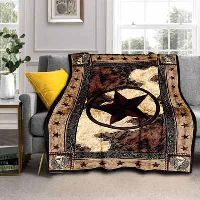 Texas Star Western Design Blanket: Rustic Lone Star Throw