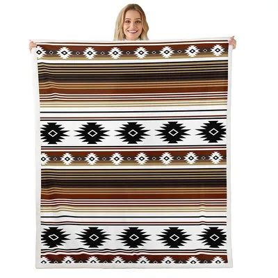 Southwestern Aztec Stripes Pattern Blanket for Western Home Decor
