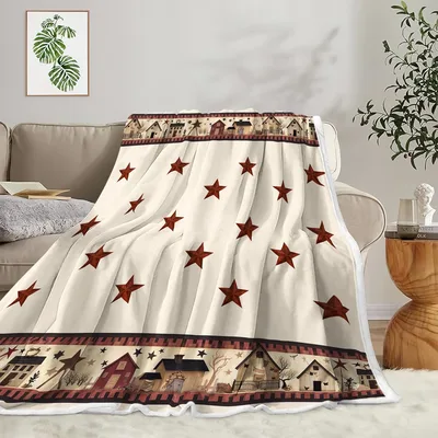 Barn Stars Rustic Pattern Blanket: Country Farmhouse Star Design